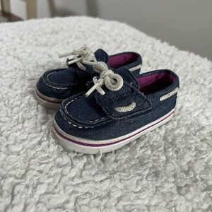 Sperry Blue and White Baby Boat Shoes with Nautical Design